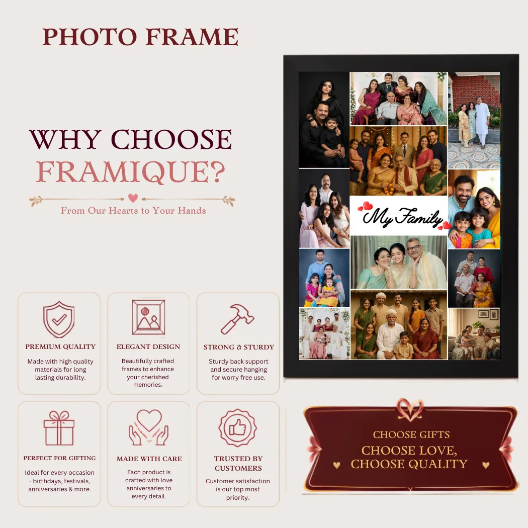 Why choose Framique photo frames - premium quality, elegant design, sturdy build