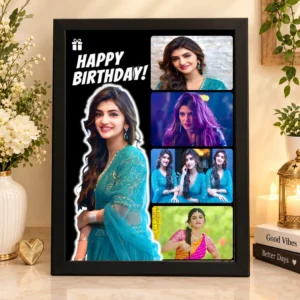 Personalized Birthday Cutout Photo Frame with 5 Photos – A4 Black Wall Frame