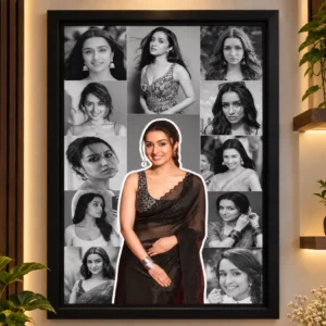 Personalized Photo Collage Frame with Cutout Center Photo – A4 Black Wall Frame