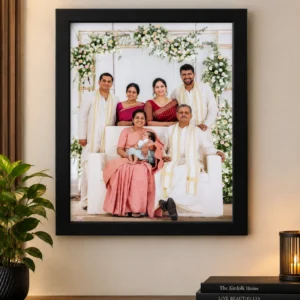 Personalized single photo frame - A4 black wall frame with family portrait